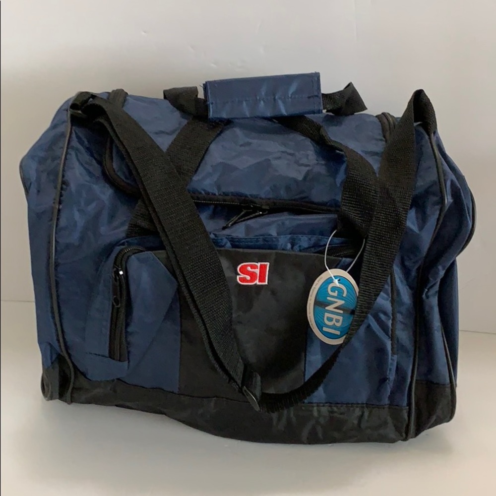 GNBI SI blue black duffel bag NEW NWT Zipper Strap travel sports
